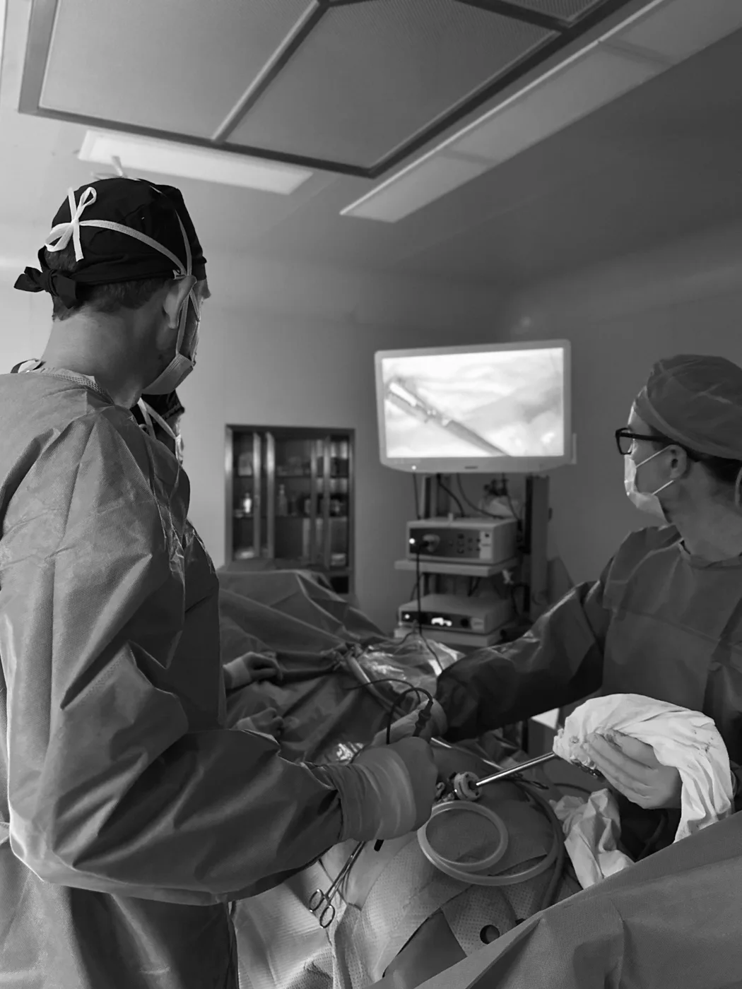 Surgeons working together in theatre